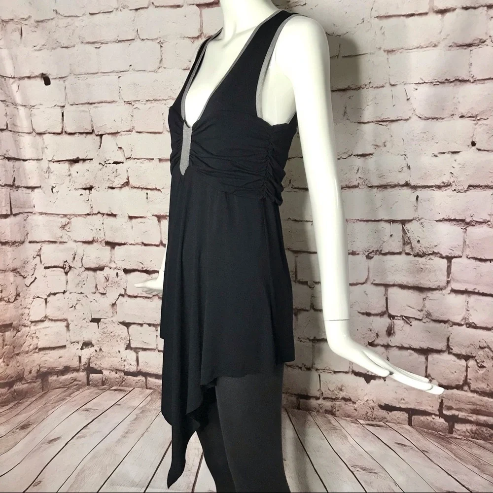 MOD-O-DOC  asymmetrical sleeveless tunic top black & grey Size SMALL - Picture 5 of 15